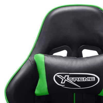 vidaXL Žaidimų kėdė, juodos ir žalios spalvos, dirbtinė oda