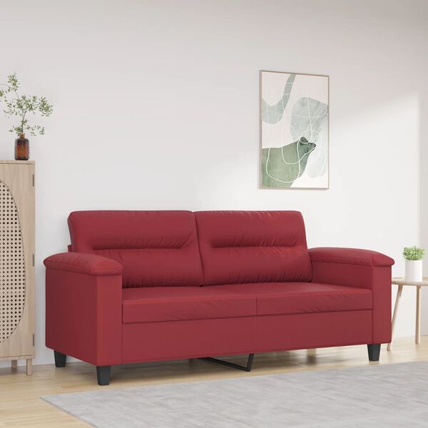 vidaXL Dvivietė sofa, raudonojo vyno spalvos, 140cm, dirbtinė oda
