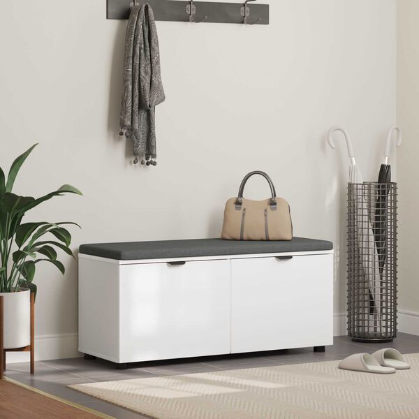 vidaXL Koridoriaus suolas su pagalve su durimis Balta 100 x 38 x 46 cm