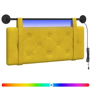 vidaXL Pakabinamas lovos galvūgalis Su LED &scaron;viesa Geltona Aksomas