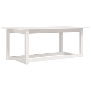 vidaXL Kavos staliukas, baltas, 110x55x45cm, pu&scaron;ies medienos masyvas