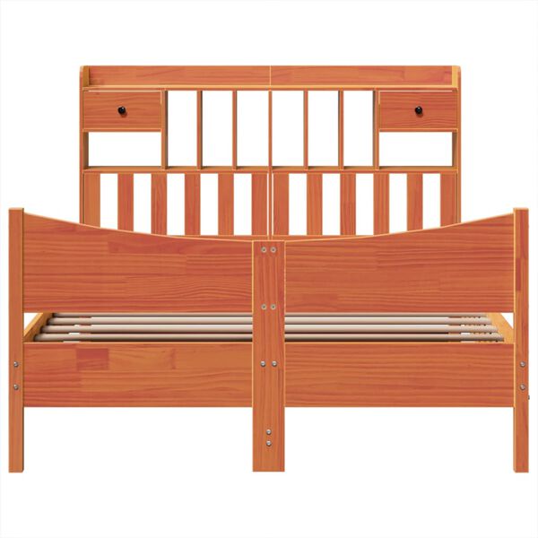 vidaXL Lovos rėmas be čiužinio, va&scaron;ko ruda, 140x190cm, pu&scaron;is