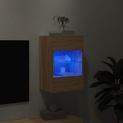 vidaXL Sieninė TV spintelė su LED lemputėmis, ąžuolo, 40x30x60,5cm