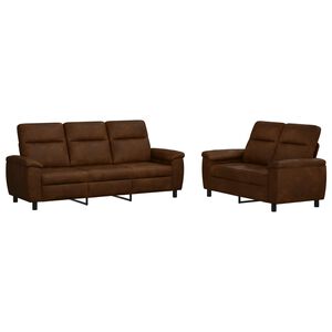 vidaXL Sofos komplektas 2 pcs Ruda Dirbtinė suedė oda