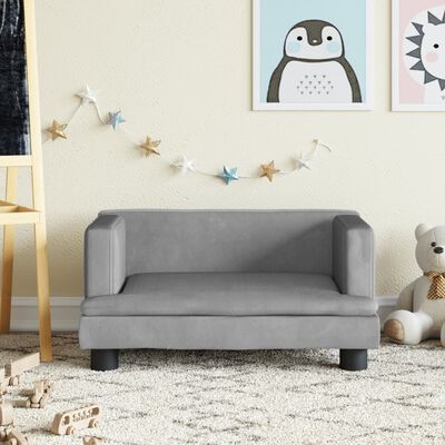 vidaXL Vaikiška sofa, šviesiai pilkos spalvos, 60x40x30cm, aksomas