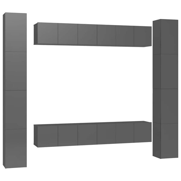 vidaXL Televizoriaus spintelių komplektas, 6 dalių, pilkas, MDP