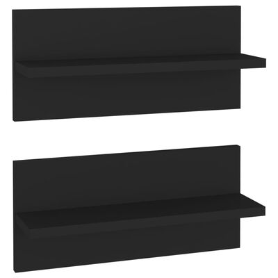 vidaXL Sieninės lentynos, 2vnt., juodos spalvos, 40x11,5x18cm, MDP