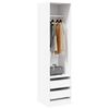 vidaXL Drabužių spinta su stalčiais, balta, 50x50x200cm, mediena