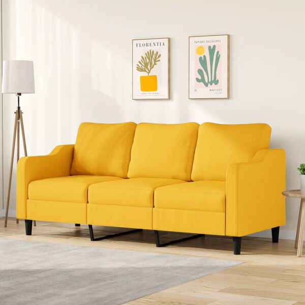 vidaXL Trivietė sofa, &scaron;viesiai geltonos spalvos, 180cm, audinys
