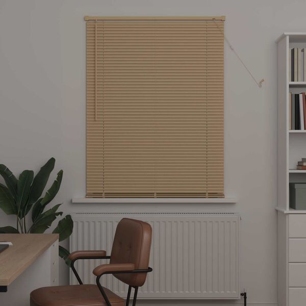 vidaXL Venecijos žaliuzės &Scaron;viesiai ruda su ra&scaron;tu 150 x 70 cm PVC