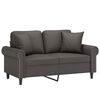 vidaXL Dvivietė sofa su pagalvėmis, pilka, 120cm, dirbtinė oda