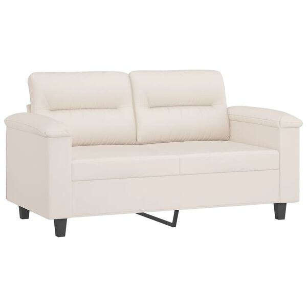 vidaXL Dvivietė sofa su pagalvėmis, smėlio, 120cm, audinys