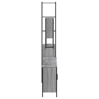 vidaXL Vonios baldų komplektas, 4 dalių, pilkas ąžuolo, mediena