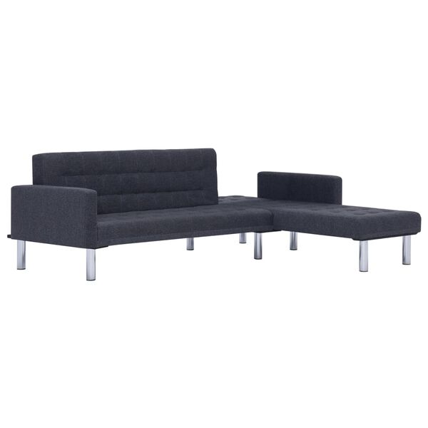 vidaXL L formos sofa-lova, tamsiai pilka, poliesteris