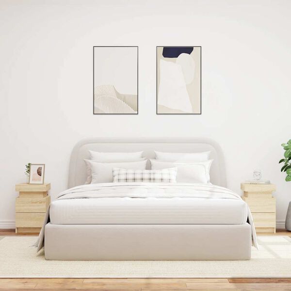 vidaXL Naktinės spintelės su LED lemputėmis, 2vnt., ąžuolo, 35x39x55cm