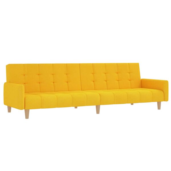 vidaXL Dvivietė sofa-lova su pakoja, geltonos spalvos, audinys
