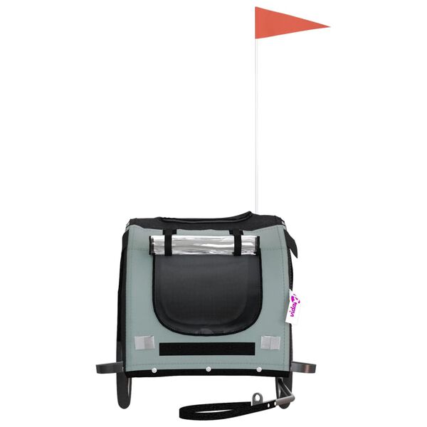 vidaXL Dviračio priekaba augintiniams, juoda/pilka, audinys/geležis