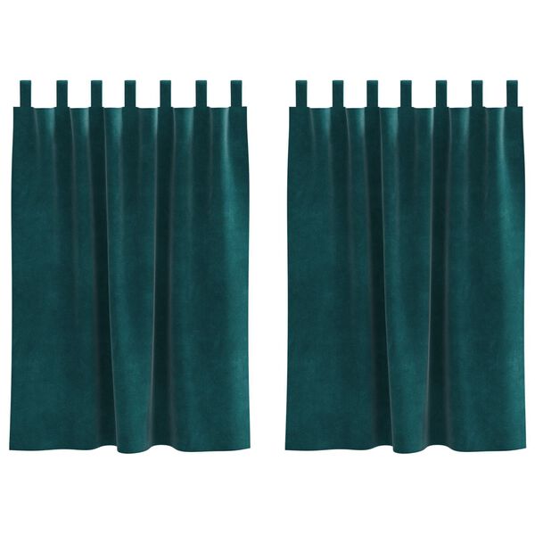 vidaXL Užuolaidos 2 pcs Tamsiai žalia 140 x 140 cm Aksomas