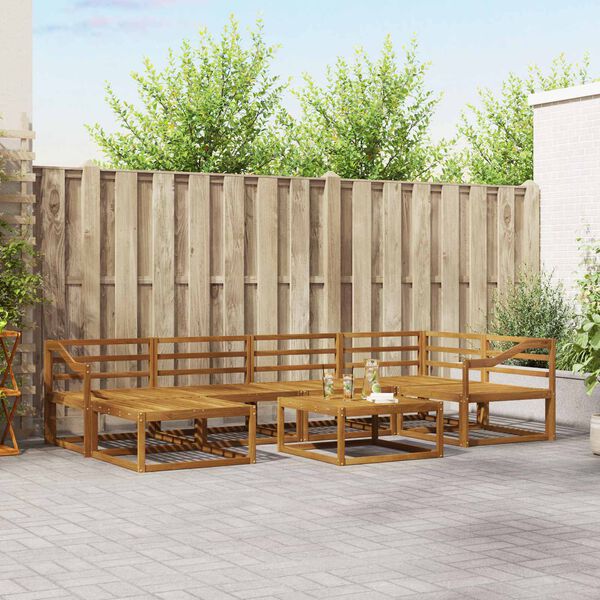 vidaXL Lauko sofos komplektas 7 pcs Natūrali Kietos akacijos mediena