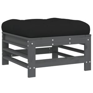 vidaXL Sodo pakoja su pagalvėle, pilka, pu&scaron;ies medienos masyvas