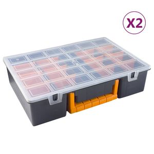 vidaXL Asortimentinės dėžutės su pertvaromis, 2vnt., 360x250x85mm, PP