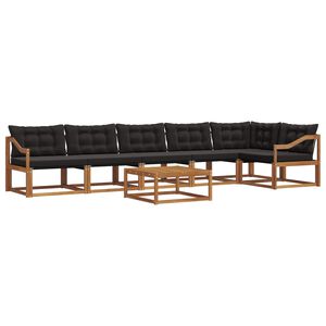 vidaXL Lauko sofos komplektas su pagalve 7 pcs Natūrali ir juoda
