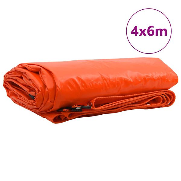 vidaXL Tentinis audinys 650g / m&sup2; Oranžinė 4 x 6 m Drobė su PVC danga