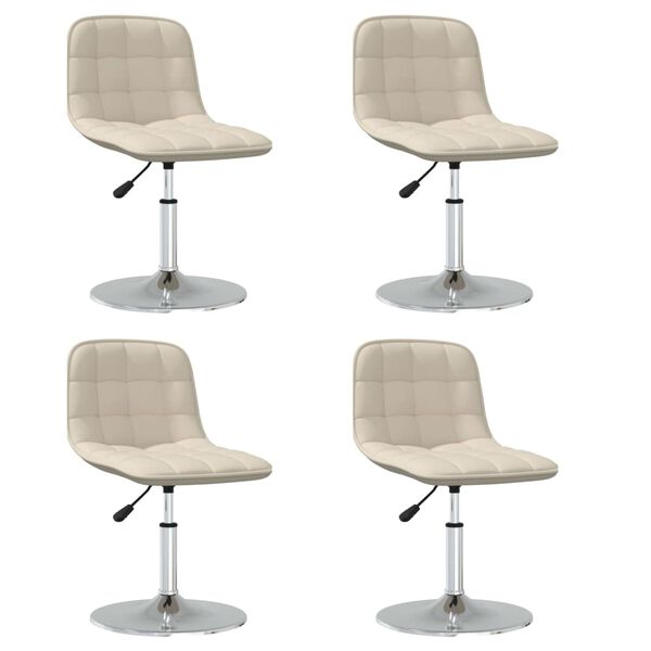 vidaXL Pasukamos valgomojo kėdės, 4vnt., kreminės spalvos, audinys