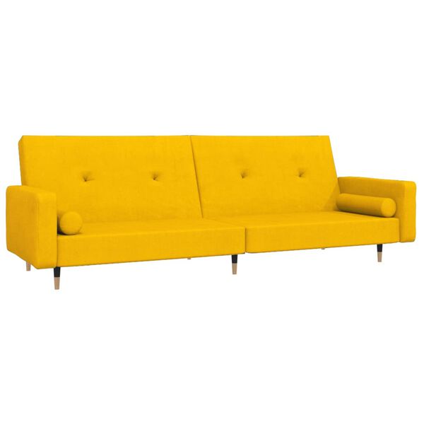 vidaXL Dvivietė sofa-lova su pakoja, geltonos spalvos, aksomas