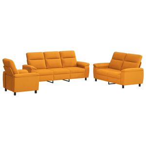 vidaXL Sofos komplektas 3 pcs Tamsiai geltona Audinys