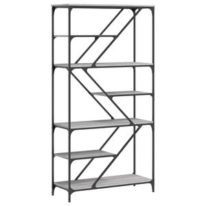 vidaXL Knygų lentyna, pilka ąžuolo, 91x36x176cm, mediena ir plienas