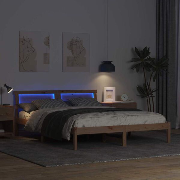 vidaXL Lovos rėmas Ruda 150 x 200 cm Kietos pu&scaron;ies mediena