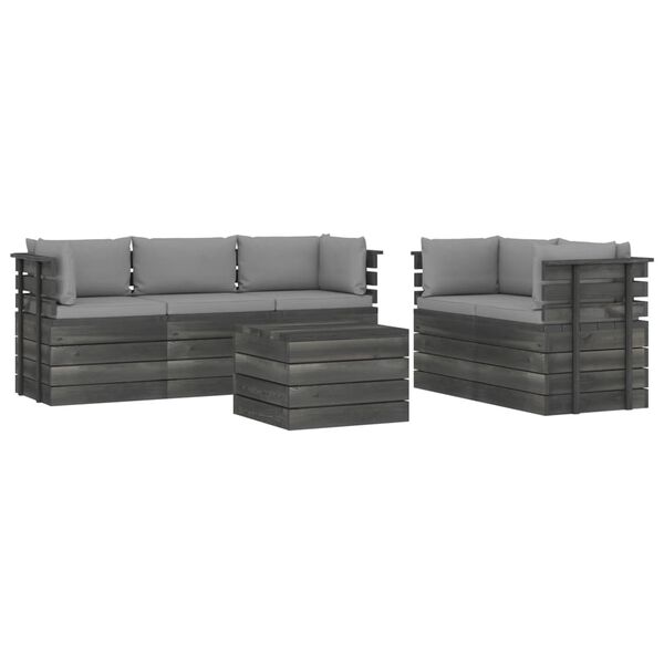 vidaXL Sodo komplektas i&scaron; palečių su pagalvėlėmis, 6 dalių, pu&scaron;is