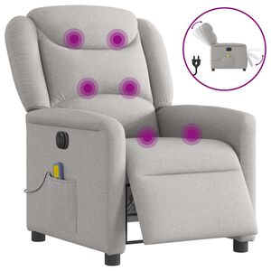 vidaXL Elektrinis masažinis krėslas, pilkos spalvos, audinys