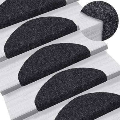 vidaXL Lipnūs laiptų kilimėliai, 10vnt., juodi, 65x21x4cm