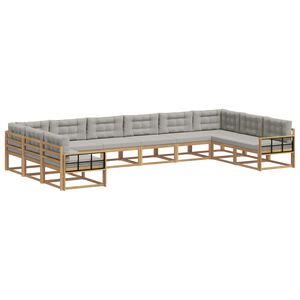 vidaXL Lauko sofos komplektas 10 vnt. Balta ir &scaron;viesiai pilka