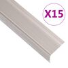 vidaXL Profiliai laiptams, 15vnt., &scaron;ampano, 90 cm, aliuminis, L formos