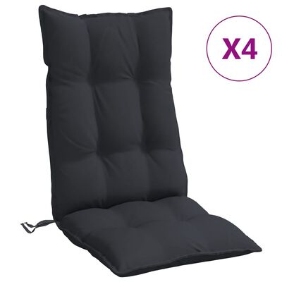 vidaXL Kėdės pagalvėlės, 4vnt., juodos spalvos, oksfordo audinys