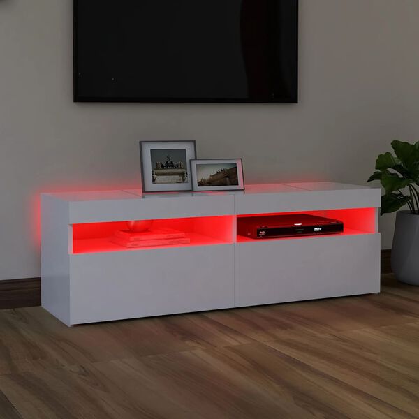 vidaXL Televizoriaus spintelė su LED apšvietimu, balta, 120x35x40cm