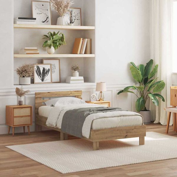 vidaXL Lovos rėmas artisano ąžuolo 90 x 200 cm Apdirbta mediena