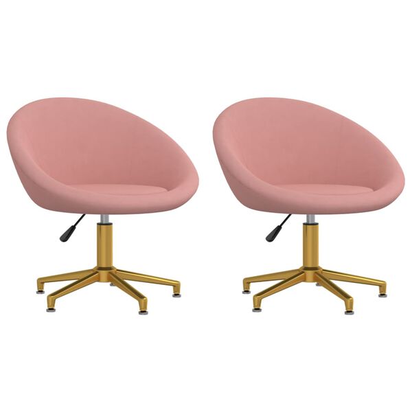 vidaXL Valgomojo kėdės, 2vnt., rožinės spalvos, aksomas