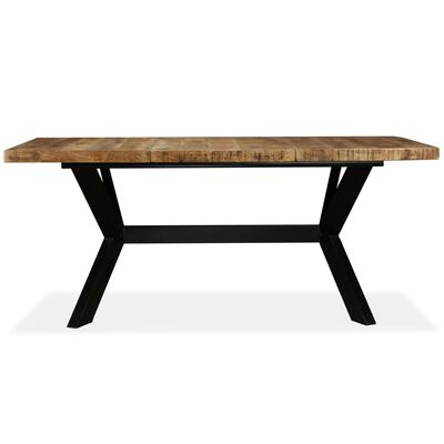 vidaXL Valgomojo stalas, mango mediena, plieninės kojelės, 180cm