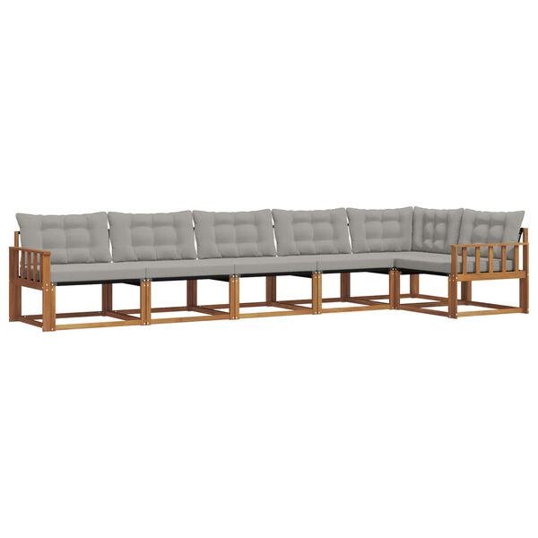 vidaXL Lauko sofos komplektas 6 pcs Natūrali ir &scaron;viesiai pilka