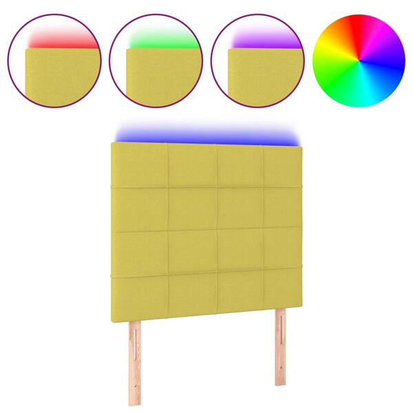 vidaXL Galvūgalis su LED, žalios spalvos, 80x5x118/128cm, audinys