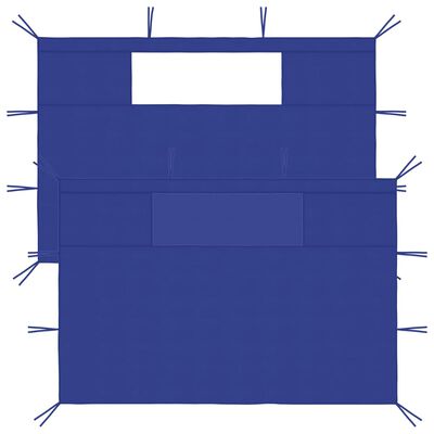 vidaXL Šoninės pavėsinės sienos su langais, 2vnt., mėlynos, 4,5x2,1m