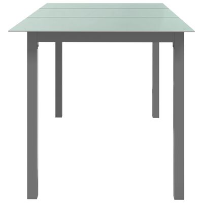 vidaXL Sodo stalas, šviesiai pilkas, 150x90x74cm, aliuminis, stiklas