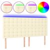 vidaXL Galvūgalis su LED, kreminės spalvos, 180x5x118/128 cm