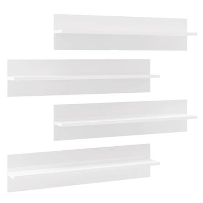 vidaXL Sieninės lentynos, 4vnt., baltos, 80x11,5x18cm, MDP, blizgios