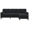 vidaXL Trivietė sofa su pakoja, juodos spalvos, 210cm, aksomas