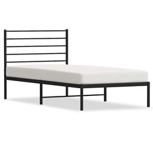 vidaXL Metalinis lovos rėmas su galvūgaliu, juodos spalvos, 75x190cm
